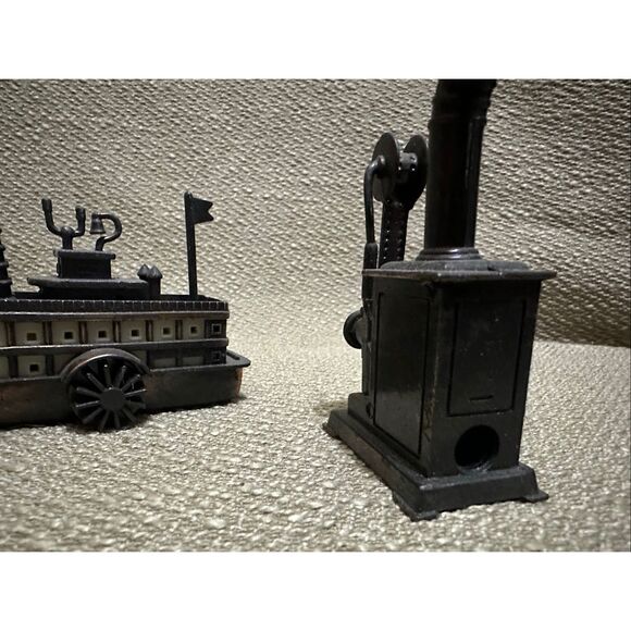 VTG Die Cast Mini Steamboat Paddle Boat and Wood Stove Pencil Sharpeners - Picture 6 of 12